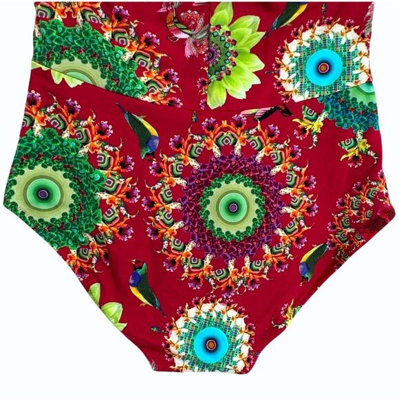 Desigual Sonar Floral 1 Piece Swimsuit Size XL Retro Bandeau Underwire Bohemian‎ - Picture 6 of 12